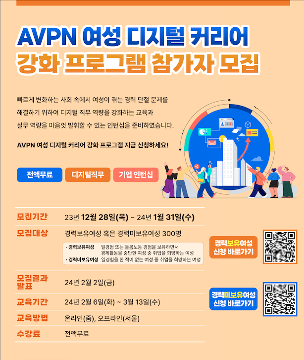 한국사회투자-상상우리 'AVPN 여성 디지털 커리어 강화 프로그램' 모집 웹포스터/ 제공=한국사회투자